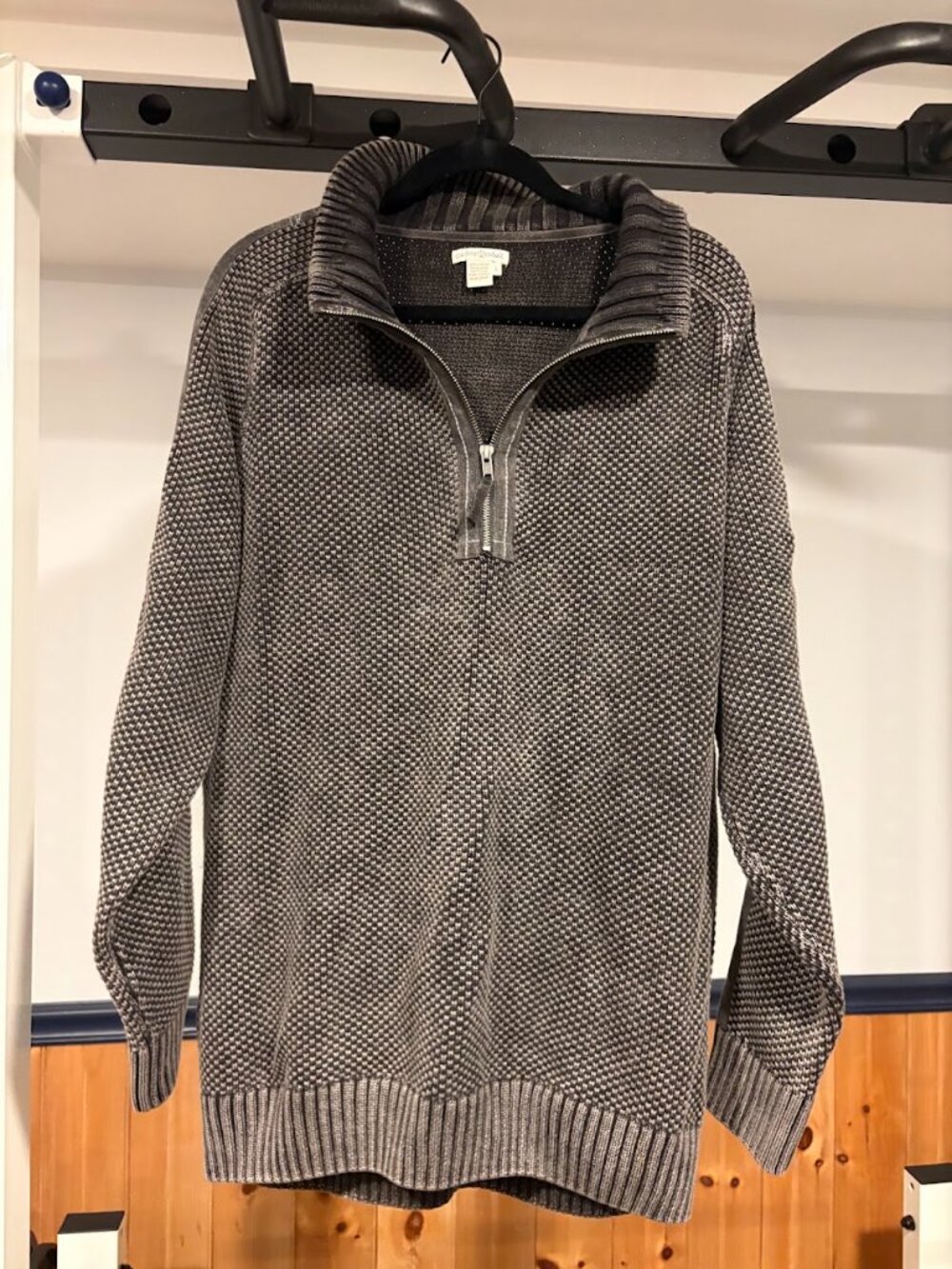 Carbon 2 Cobalt Gray Textured Quarter-Zip Sweater Knit Mock Neck Size Large